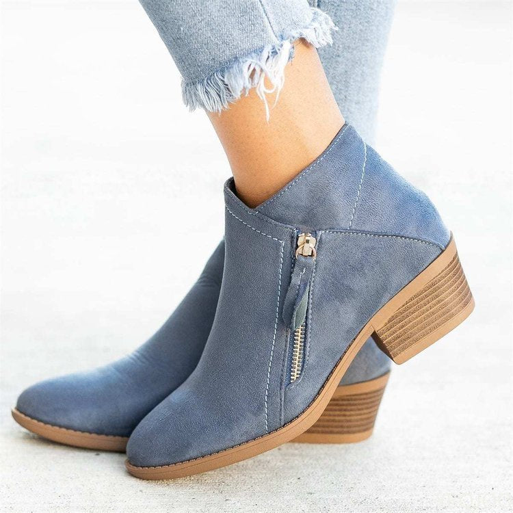 Bota feminina de couro azul