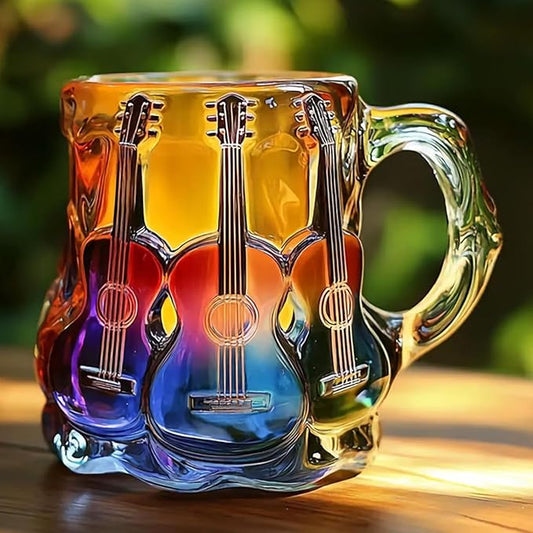 Caneca Artesanal com Arte 3D de Guitarra