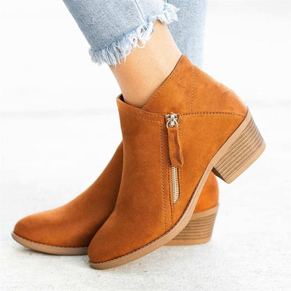 Bota feminina de couro laranja