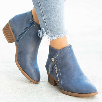 Bota feminina de couro azul