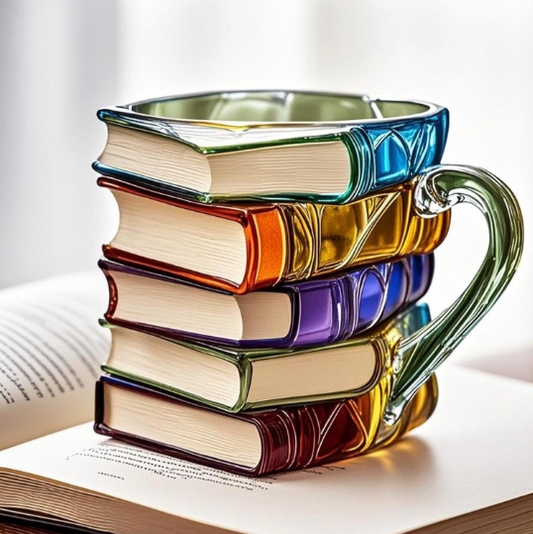 Caneca Artesanal Aurora 3D com Tema de Livro
