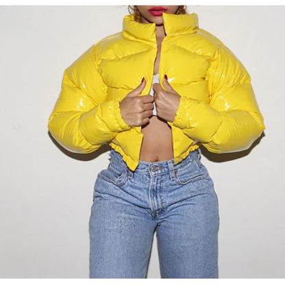 Jaqueta puffer cropped amarelo
