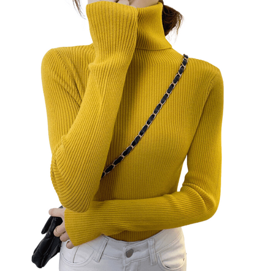 Suéter Tricô Feminino de Gola Alta