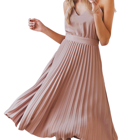 Vestido Midi Plissado Feminino Encantária Maitê